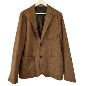Threads 4 Thought brown wool blend tweed two button blazer large